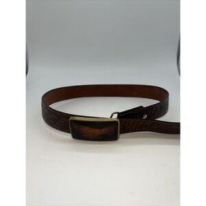 Shambu Mexico Eagle‎ Leather Belt And Brass Buckle 35" Long 1.5" Wide